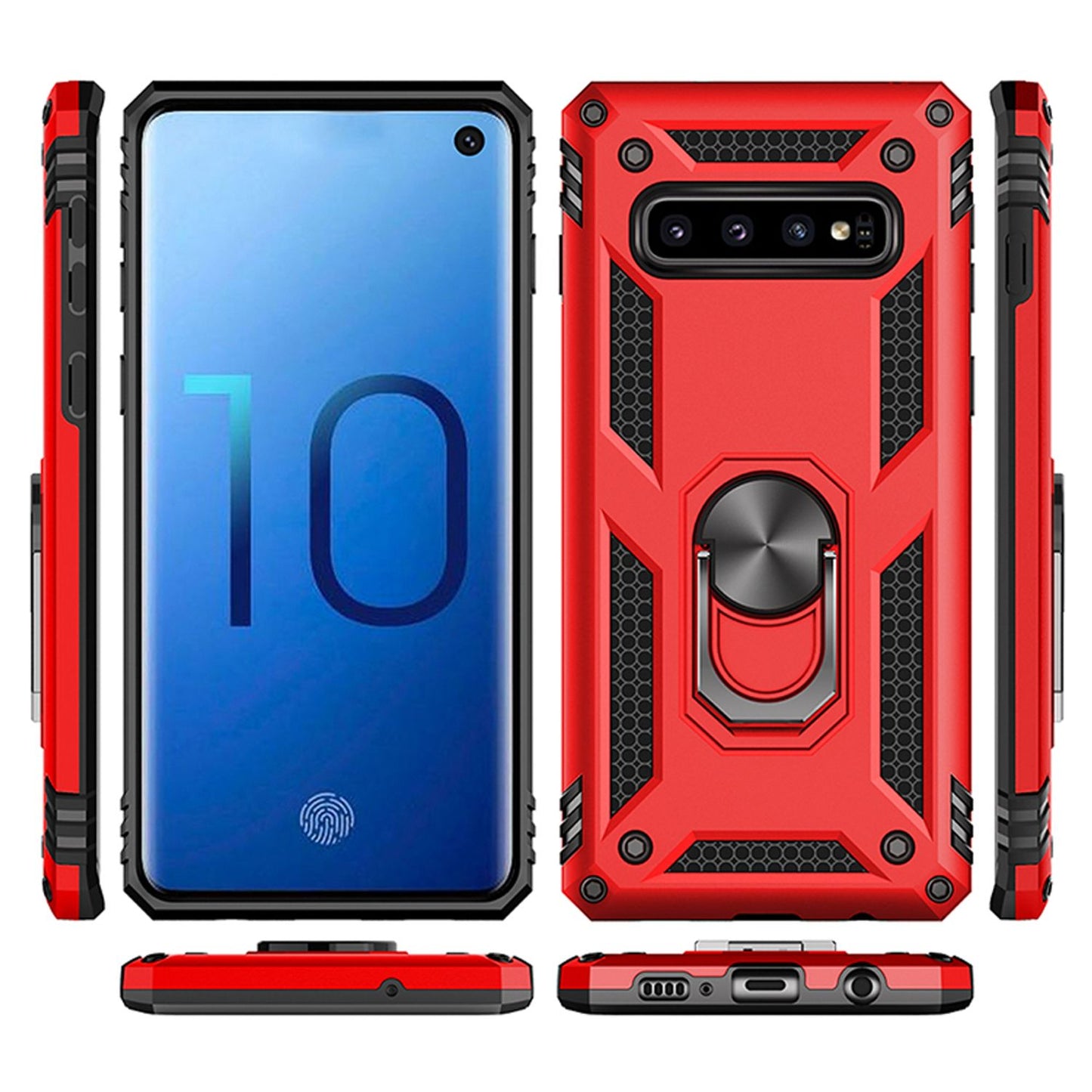 NALIA Panzerhülle für Samsung Galaxy S10 – Ring-Ständer 360° & Magnet-Halterung Kompatibel – RINGDEFEND (Stoßfestes Outdoor Case) – Marke aus Berlin