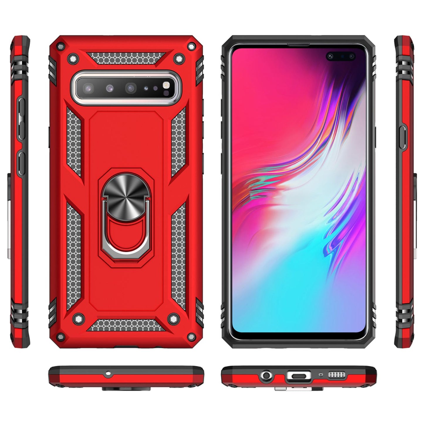 NALIA Panzerhülle für Samsung Galaxy S10 5G – Ring-Ständer 360° & Magnet-Halterung Kompatibel – RINGDEFEND (Stoßfestes Outdoor Case) – Marke aus Berlin