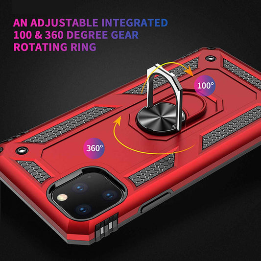 NALIA Panzerhülle für iPhone 11 Pro Max – Ring-Ständer 360° & Magnet-Halterung Kompatibel – RINGDEFEND (Stoßfestes Outdoor Case) – Marke aus Berlin