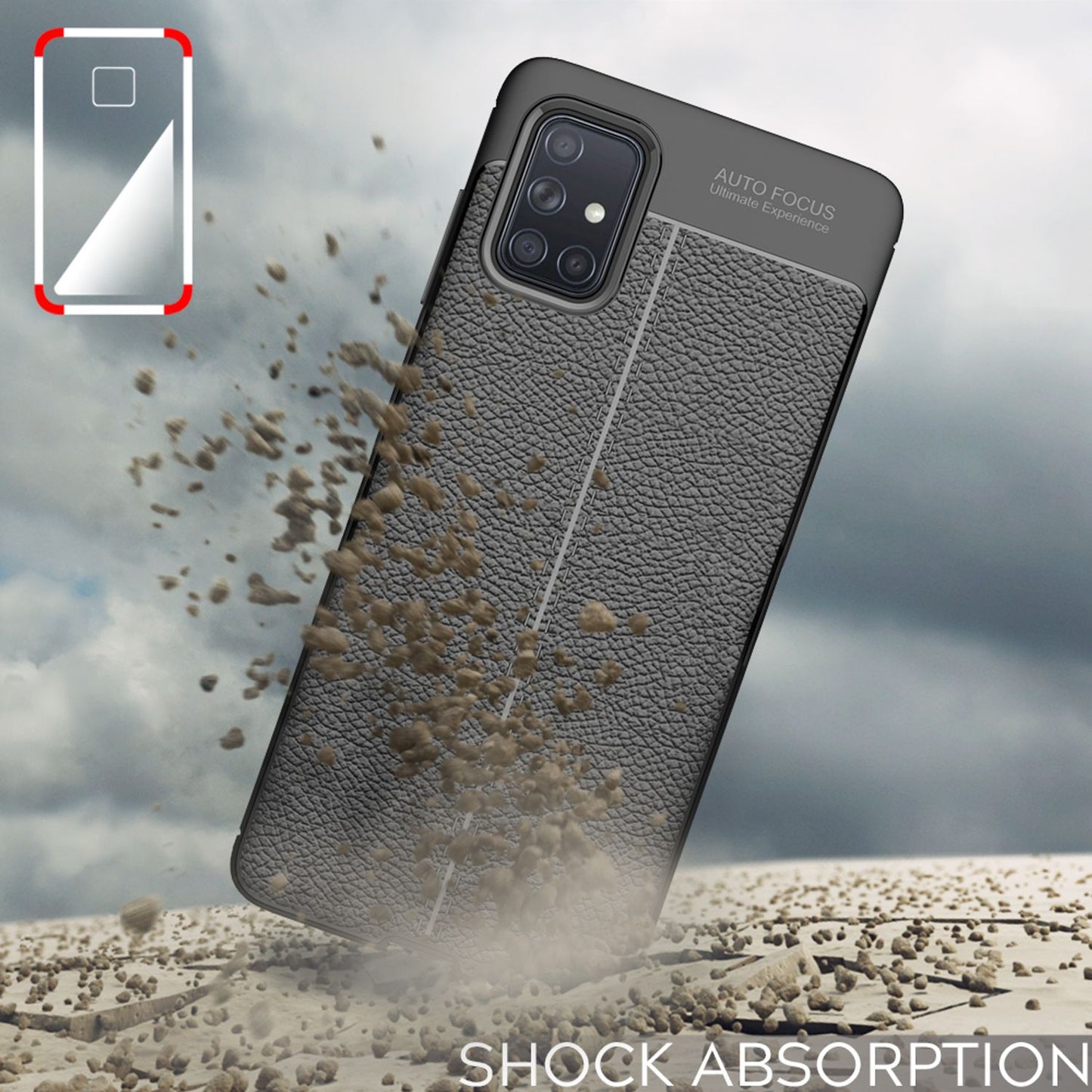 NALIA Design Case kompatibel mit Samsung Galaxy A51 Hülle, Leder Optik Stylische Handyhülle Stoßfeste Silikon Schutzhülle, Slim Phone Backcover Dünne Handy-Tasche Cover Robust Lederhülle - Schwarz