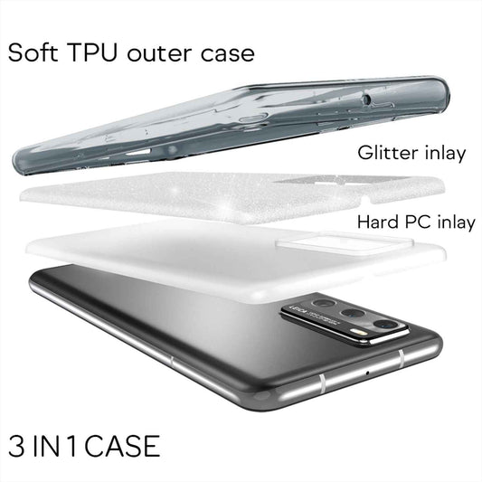 NALIA Glitzerhülle für Huawei P40 – Funkelnder Glitzer-Look & Grip – SHINEPOP (Silikon Case) – Marke aus Berlin