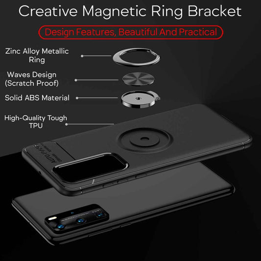 NALIA Ringhülle für Huawei P40 Pro – Ring-Ständer 360° & für Magnet-Halter – GRIP360 (Mattiertes Silikon Case) – Marke aus Berlin