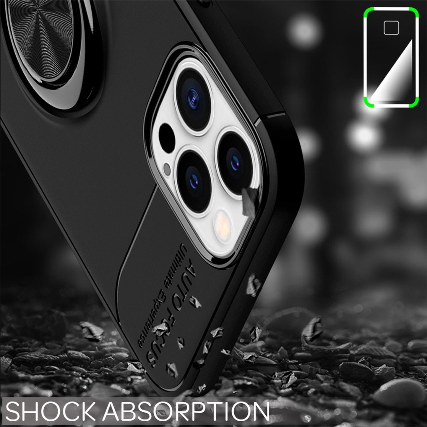 NALIA Ringhülle für iPhone 12 Pro Max – Ring-Ständer 360° & für Magnet-Halter – GRIP360 (Mattiertes Silikon Case) – Marke aus Berlin