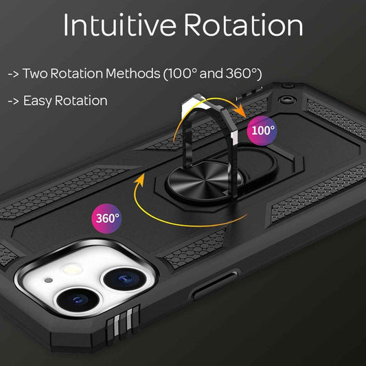 NALIA Panzerhülle für iPhone 12 / 12 Pro – Ring-Ständer 360° & Magnet-Halterung Kompatibel – RINGDEFEND (Stoßfestes Outdoor Case) – Marke aus Berlin
