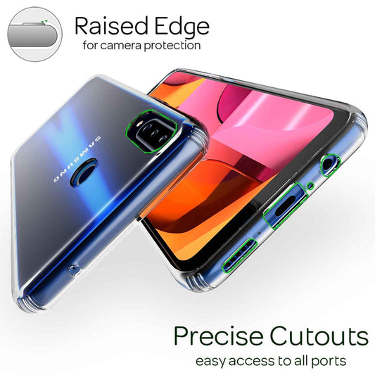 NALIA Transparente Hülle für Samsung Galaxy A20s – Harte Rückseite & Silikon Rand – IGNITE (Stoßfeste Handyhülle & Verstärkte Ecken) – Marke aus Berlin