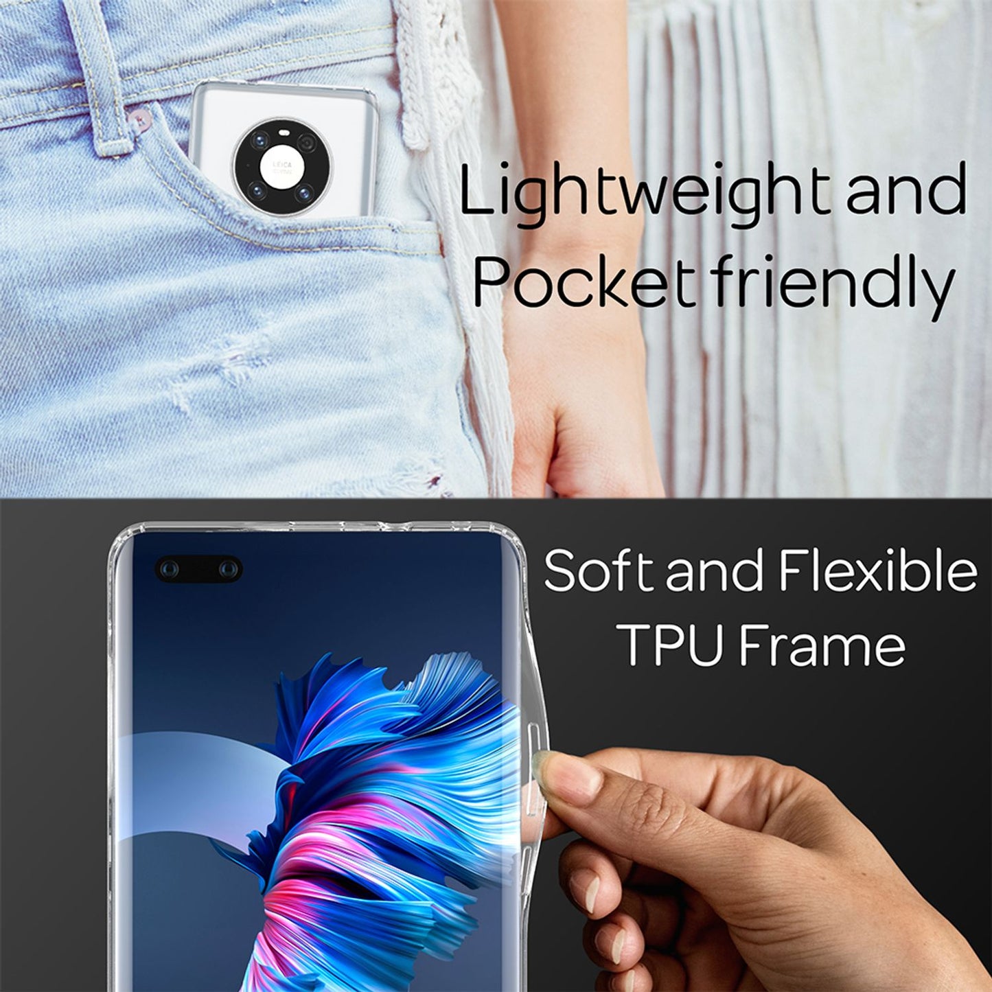 NALIA Transparente Hülle für Huawei Mate 40 Pro – Harte Rückseite & Silikon Rand – IGNITE (Stoßfeste Handyhülle & Verstärkte Ecken) – Marke aus Berlin