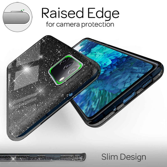 NALIA Glitzerhülle für Samsung Galaxy S20 FE – Funkelnder Glitzer-Look & Grip – SHINEPOP (Silikon Case) – Marke aus Berlin