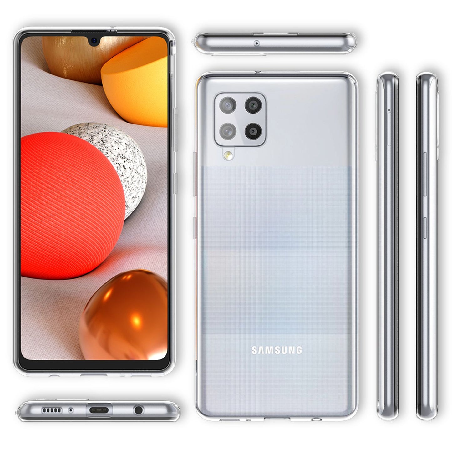 NALIA Transparente Silikonhülle für Samsung Galaxy A42 5G – Anti-Gelb & Rutschfest – GLAZE (Handyhülle Kristallklar, Schlank & Stoßfest) – Marke aus Berlin