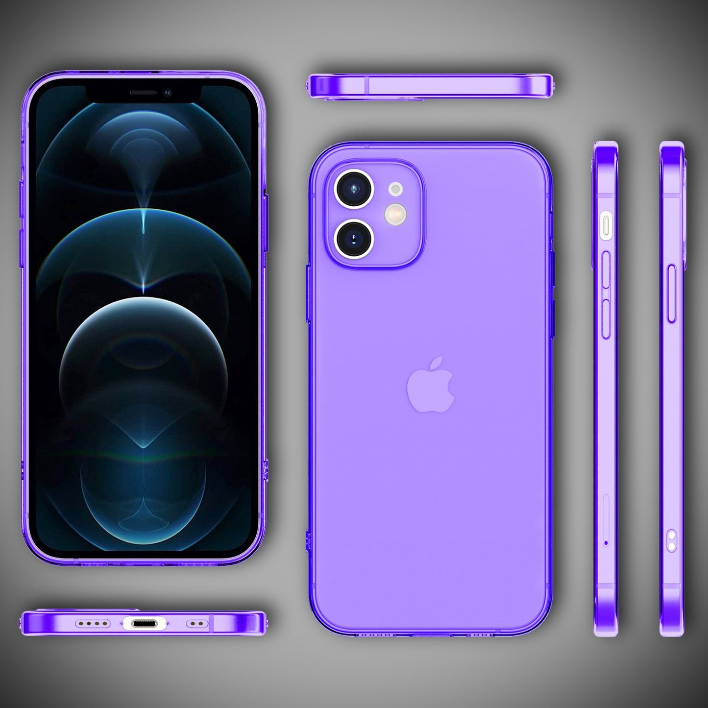 NALIA Neon Silikonhülle für iPhone 12 Mini – Knallige Signal-Farbe & Linsenschutz – VIBE (Transparentes Case) – Marke aus Berlin