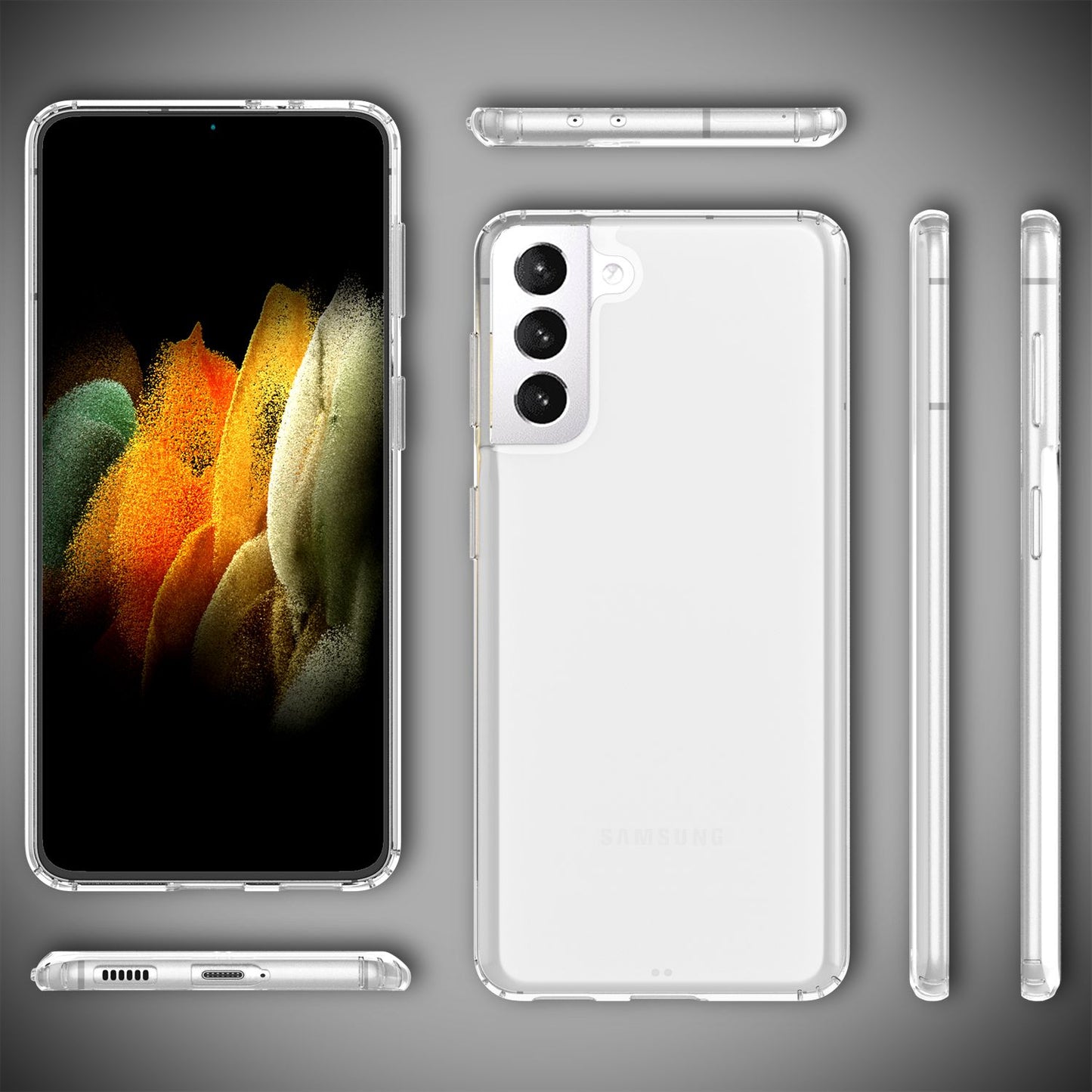 NALIA Transparente Hülle für Samsung Galaxy S21 – Harte Rückseite & Silikon Rand – IGNITE (Stoßfeste Handyhülle & Verstärkte Ecken) – Marke aus Berlin
