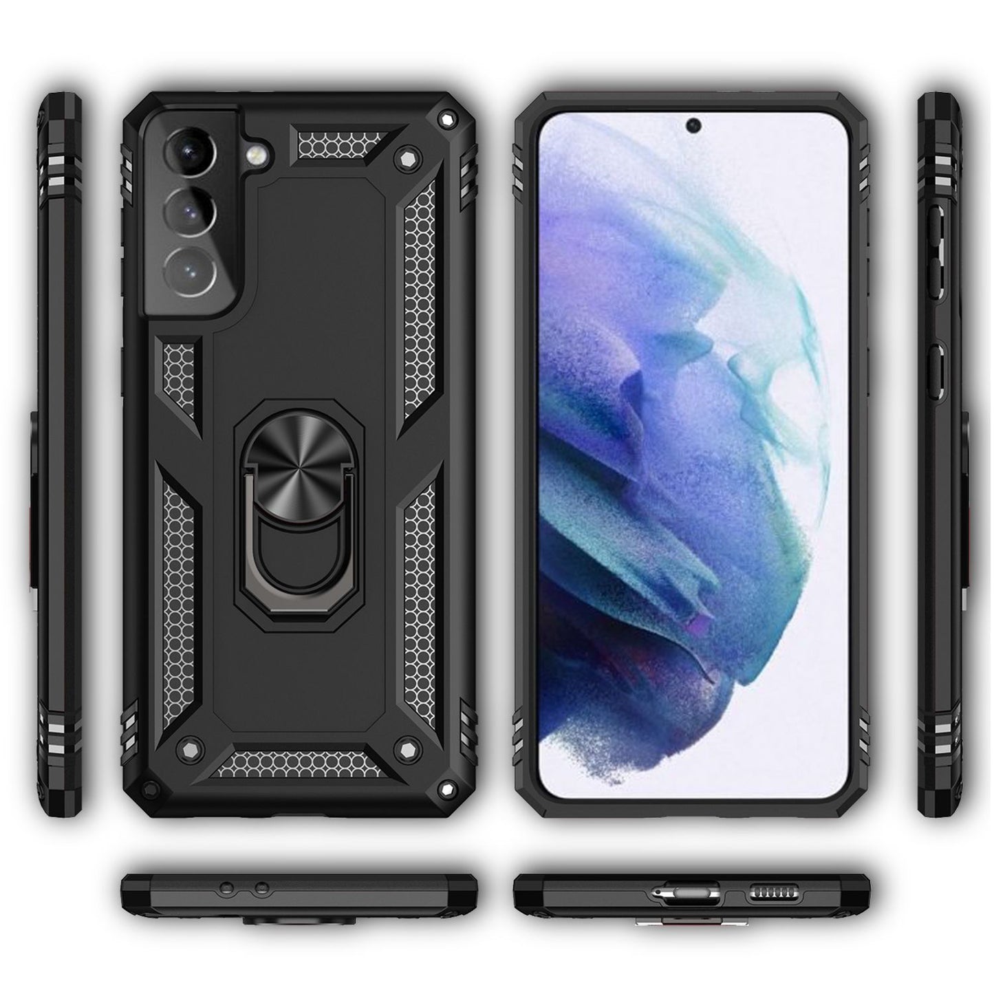 NALIA Panzerhülle für Samsung Galaxy S21 – Ring-Ständer 360° & Magnet-Halterung Kompatibel – RINGDEFEND (Stoßfestes Outdoor Case) – Marke aus Berlin