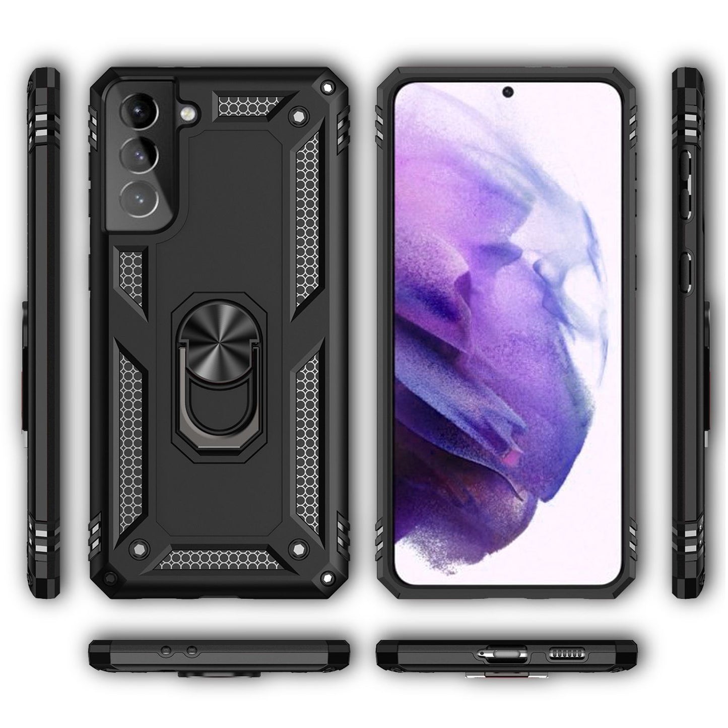 NALIA Panzerhülle für Samsung Galaxy S21 Plus – Ring-Ständer 360° & Magnet-Halterung Kompatibel – RINGDEFEND (Stoßfestes Outdoor Case) – Marke aus Berlin