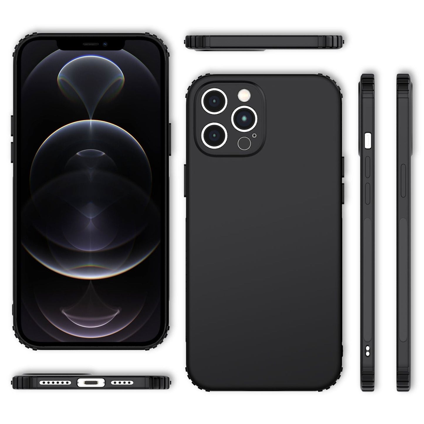 NALIA Extra Dünne Handyhülle kompatibel mit iPhone 12 Pro Max Hülle, Schutzhülle Matt Ultra-Slim Bumper Cover, Rutschfest & Stoßfest Phone Case Handy-Tasche Backcover TPU - Schwarz Silikonhülle Soft