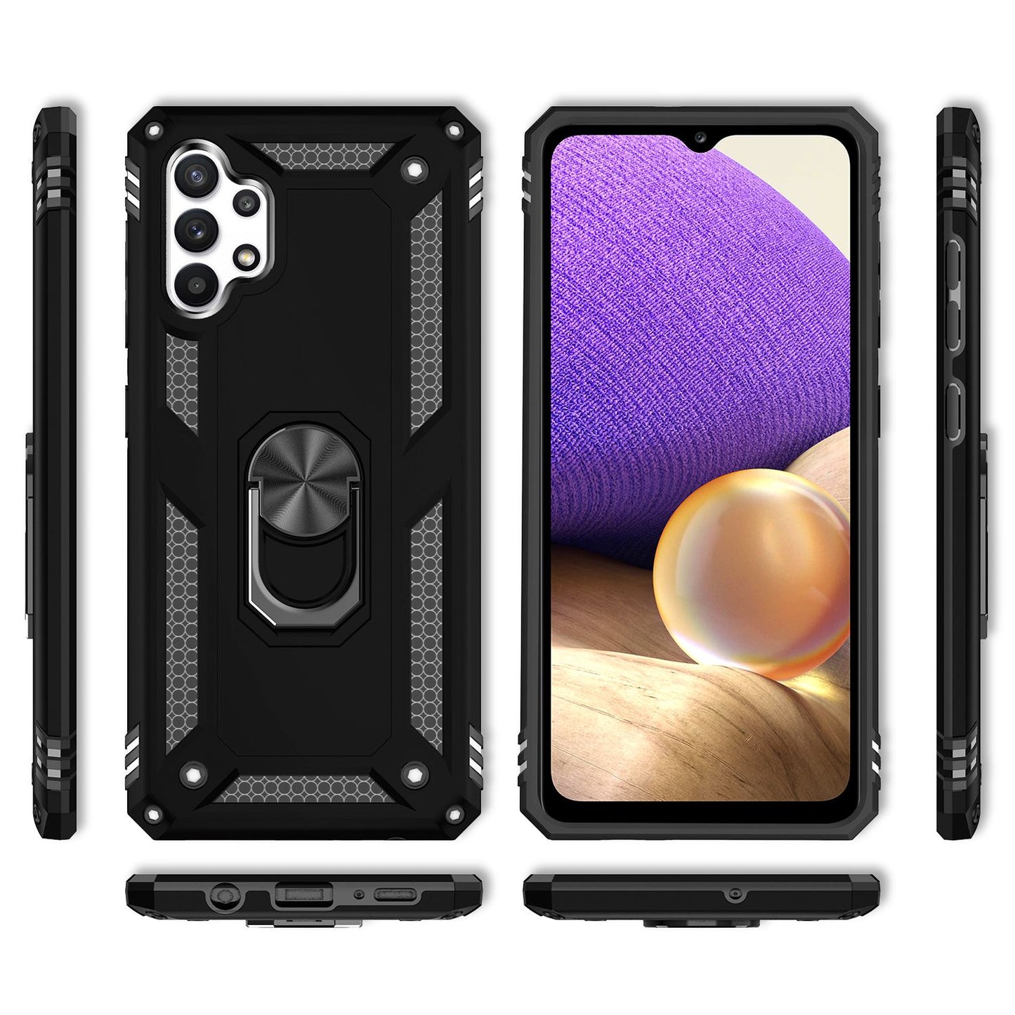 NALIA Panzerhülle für Samsung Galaxy A32 5G – Ring-Ständer 360° & Magnet-Halterung Kompatibel – RINGDEFEND (Stoßfestes Outdoor Case) – Marke aus Berlin