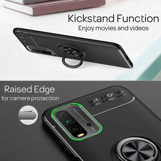 NALIA Ringhülle für Xiaomi Redmi 9T – Ring-Ständer 360° & für Magnet-Halter – GRIP360 (Mattiertes Silikon Case) – Marke aus Berlin