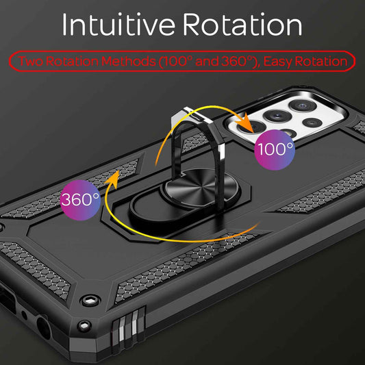 NALIA Panzerhülle für Samsung Galaxy A72 – Ring-Ständer 360° & Magnet-Halterung Kompatibel – RINGDEFEND (Stoßfestes Outdoor Case) – Marke aus Berlin