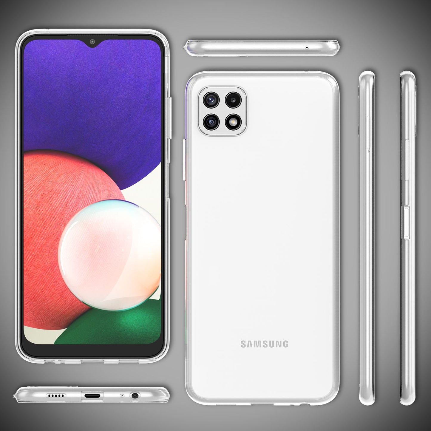 NALIA Transparente Silikonhülle für Samsung Galaxy A22 5G – Anti-Gelb & Rutschfest – GLAZE (Handyhülle Kristallklar, Schlank & Stoßfest) – Marke aus Berlin