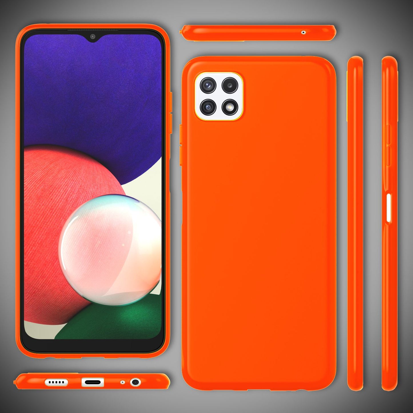 NALIA Neon Silikonhülle für Samsung Galaxy A22 5G – Soft-Touch & Signal-Neon – NEONSHOCK (Matte Schutzhülle) – Marke aus Berlin