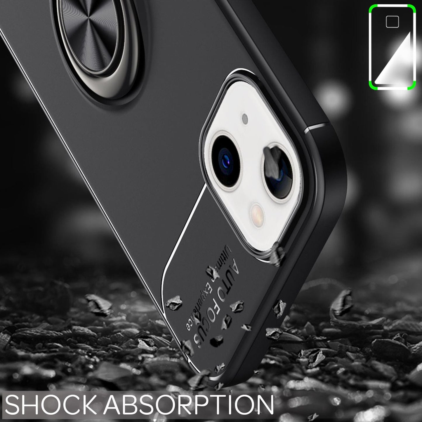 NALIA Ringhülle für iPhone 13 Mini – Ring-Ständer 360° & für Magnet-Halter – GRIP360 (Mattiertes Silikon Case) – Marke aus Berlin