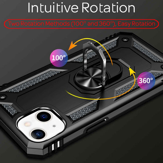 NALIA Panzerhülle für iPhone 13 – Ring-Ständer 360° & Magnet-Halterung Kompatibel – RINGDEFEND (Stoßfestes Outdoor Case) – Marke aus Berlin