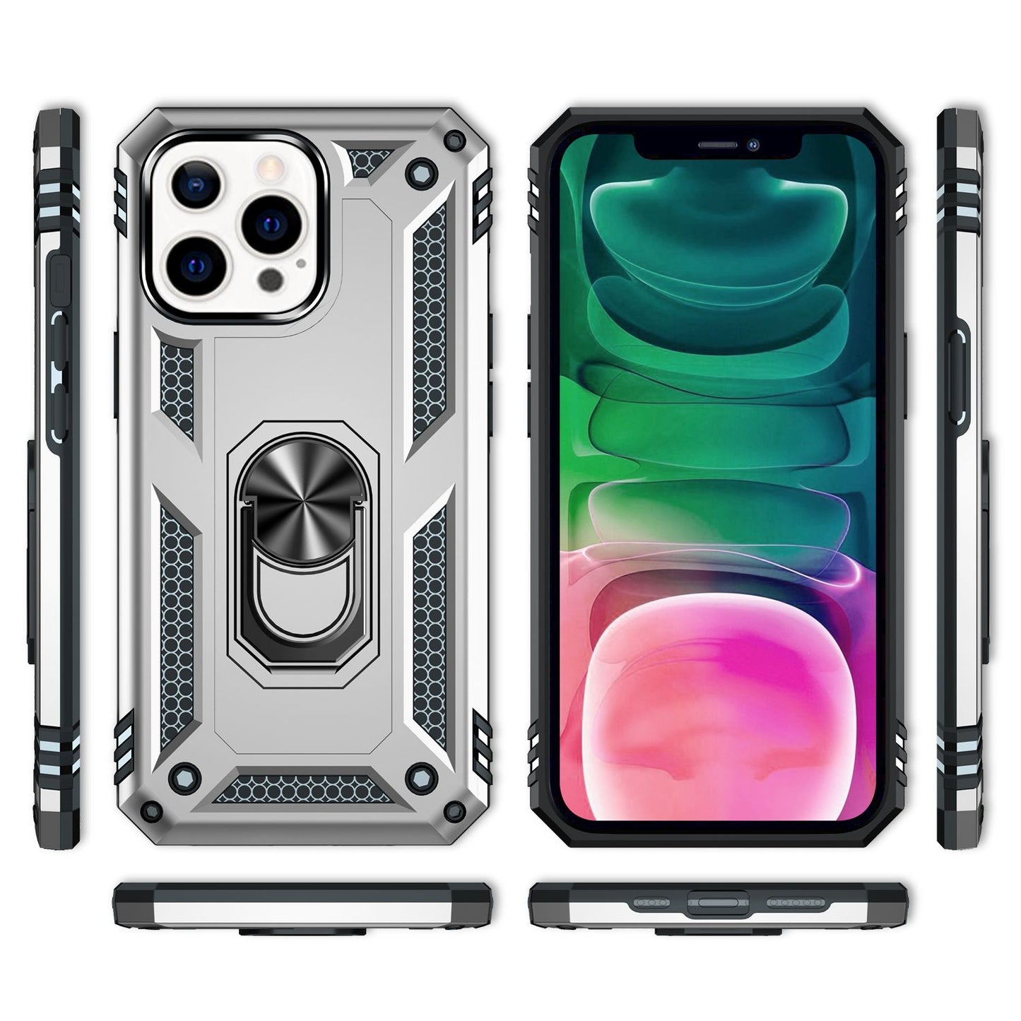 NALIA Panzerhülle für iPhone 13 Pro – Ring-Ständer 360° & Magnet-Halterung Kompatibel – RINGDEFEND (Stoßfestes Outdoor Case) – Marke aus Berlin