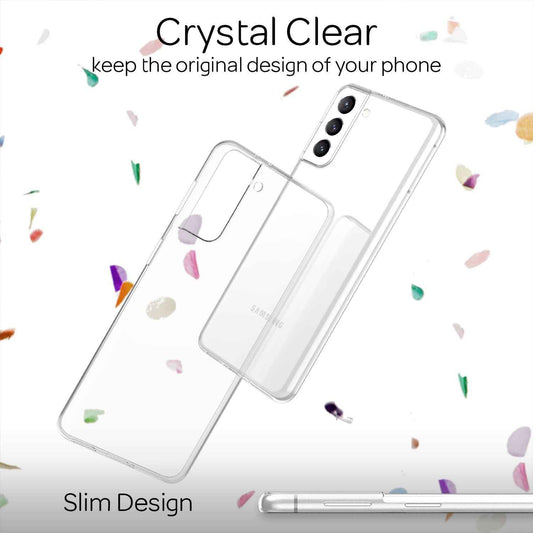 NALIA Transparente Silikonhülle für Samsung Galaxy S21 FE – Anti-Gelb & Rutschfest – GLAZE (Handyhülle Kristallklar, Schlank & Stoßfest) – Marke aus Berlin
