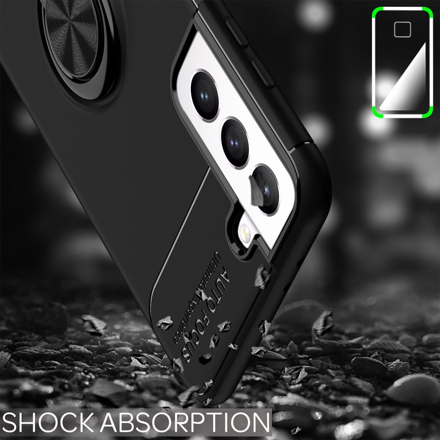 NALIA Ringhülle für Samsung Galaxy S21 FE – Ring-Ständer 360° & für Magnet-Halter – GRIP360 (Mattiertes Silikon Case) – Marke aus Berlin