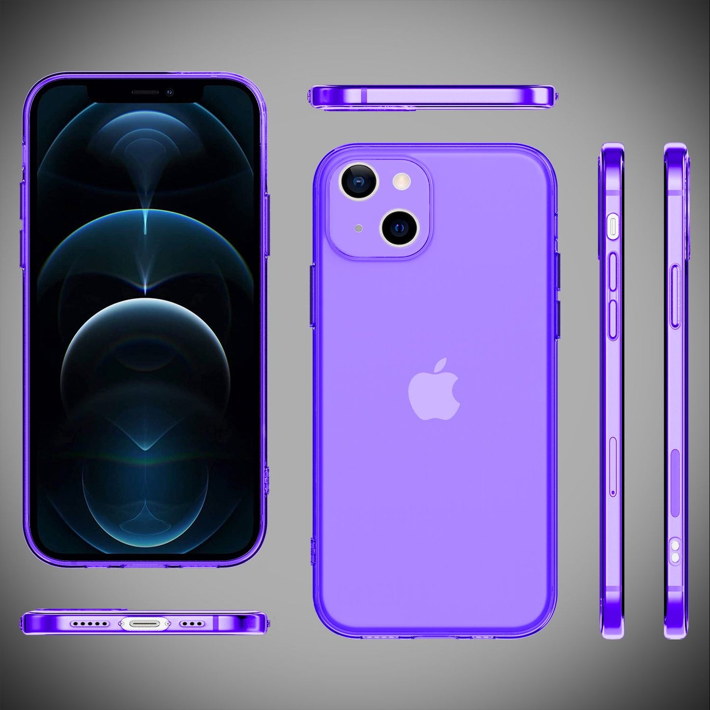 NALIA Neon Silikonhülle für iPhone 13 – Knallige Signal-Farbe & Linsenschutz – VIBE (Transparentes Case) – Marke aus Berlin