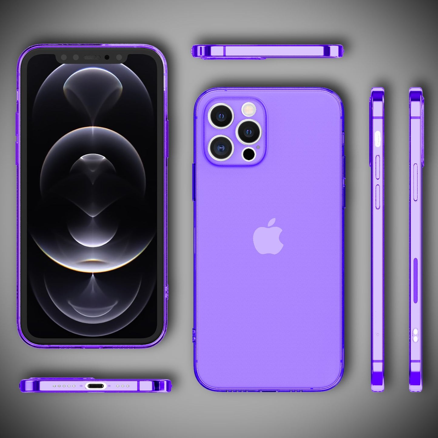 NALIA Neon Silikonhülle für iPhone 13 Pro Max – Knallige Signal-Farbe & Linsenschutz – VIBE (Transparentes Case) – Marke aus Berlin