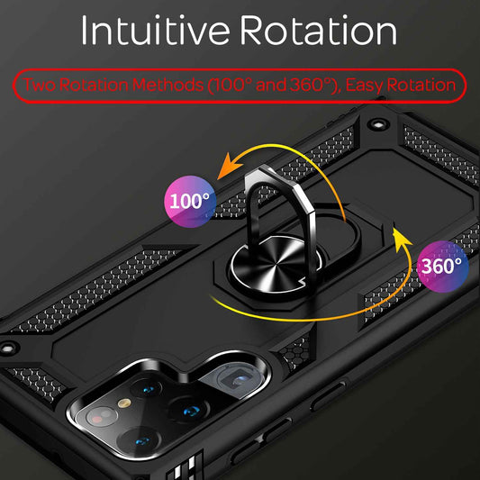 NALIA Panzerhülle für Samsung Galaxy S22 Ultra – Ring-Ständer 360° & Magnet-Halterung Kompatibel – RINGDEFEND (Stoßfestes Outdoor Case) – Marke aus Berlin