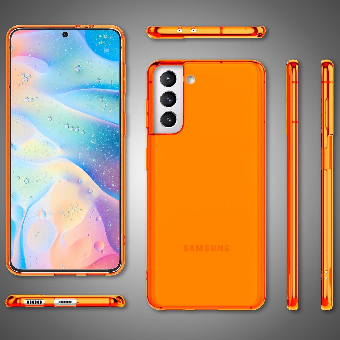 NALIA Neon Silikonhülle für Samsung Galaxy S22 – Knallige Signal-Farbe & Linsenschutz – VIBE (Transparentes Case) – Marke aus Berlin