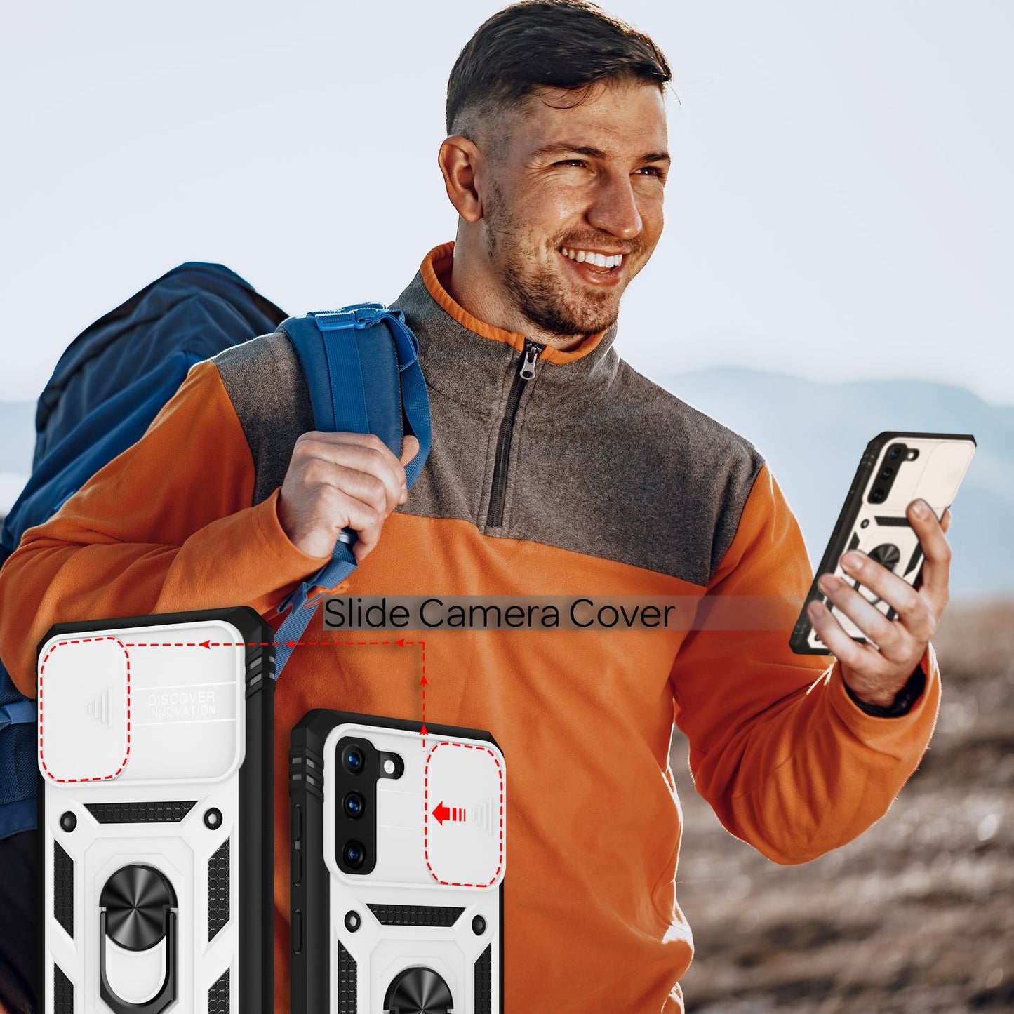 NALIA Military-Style Ringhülle kompatibel mit Samsung Galaxy S21 Hülle, Extrem Schützend mit Display-Rahmen & Kamera-Abdeckung, 360° Ring für Standfunktion & KFZ-Halterung, Hardcase