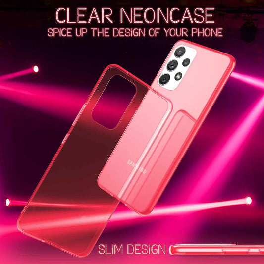 NALIA Neon Silikonhülle für Samsung Galaxy A53 – Knallige Signal-Farbe & Linsenschutz – VIBE (Transparentes Case) – Marke aus Berlin