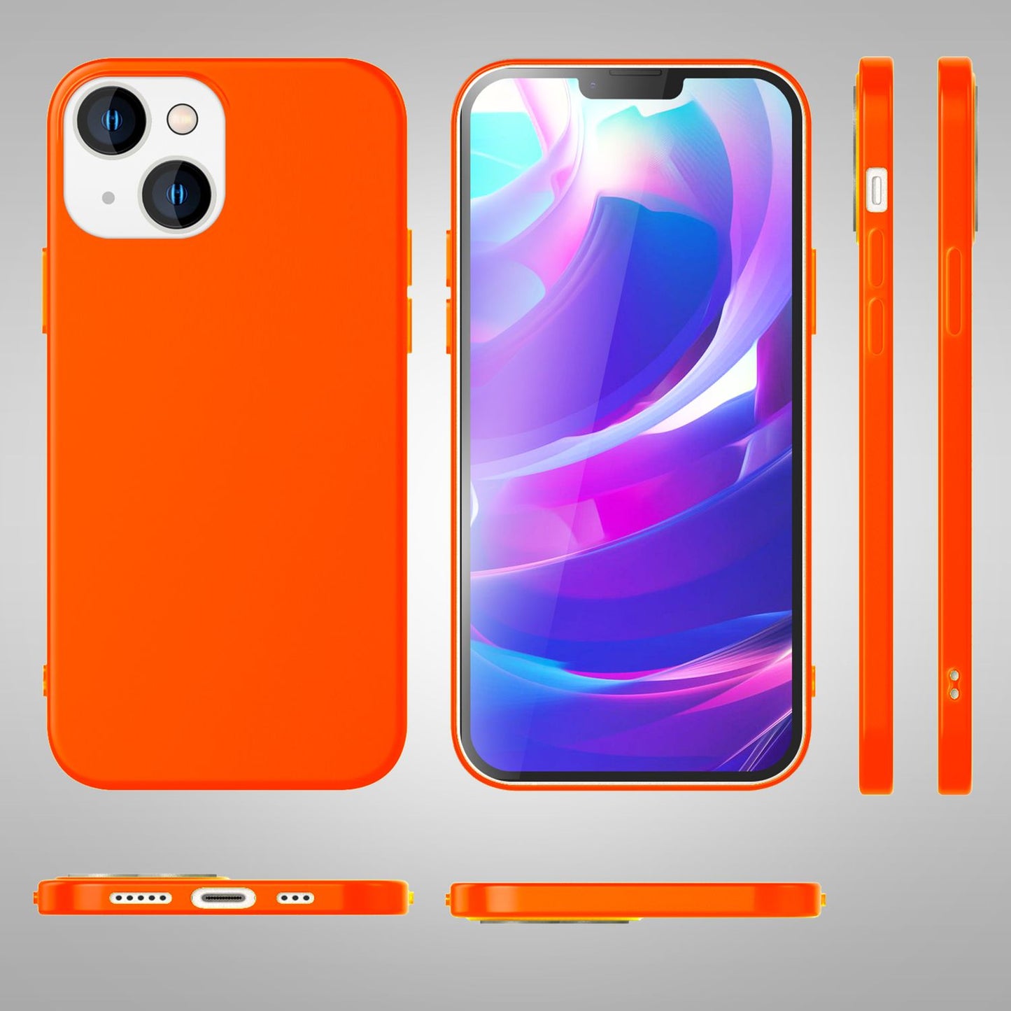 NALIA Neon Silikonhülle für iPhone 14 Plus – Soft-Touch & Signal-Neon – NEONSHOCK (Matte Schutzhülle) – Marke aus Berlin