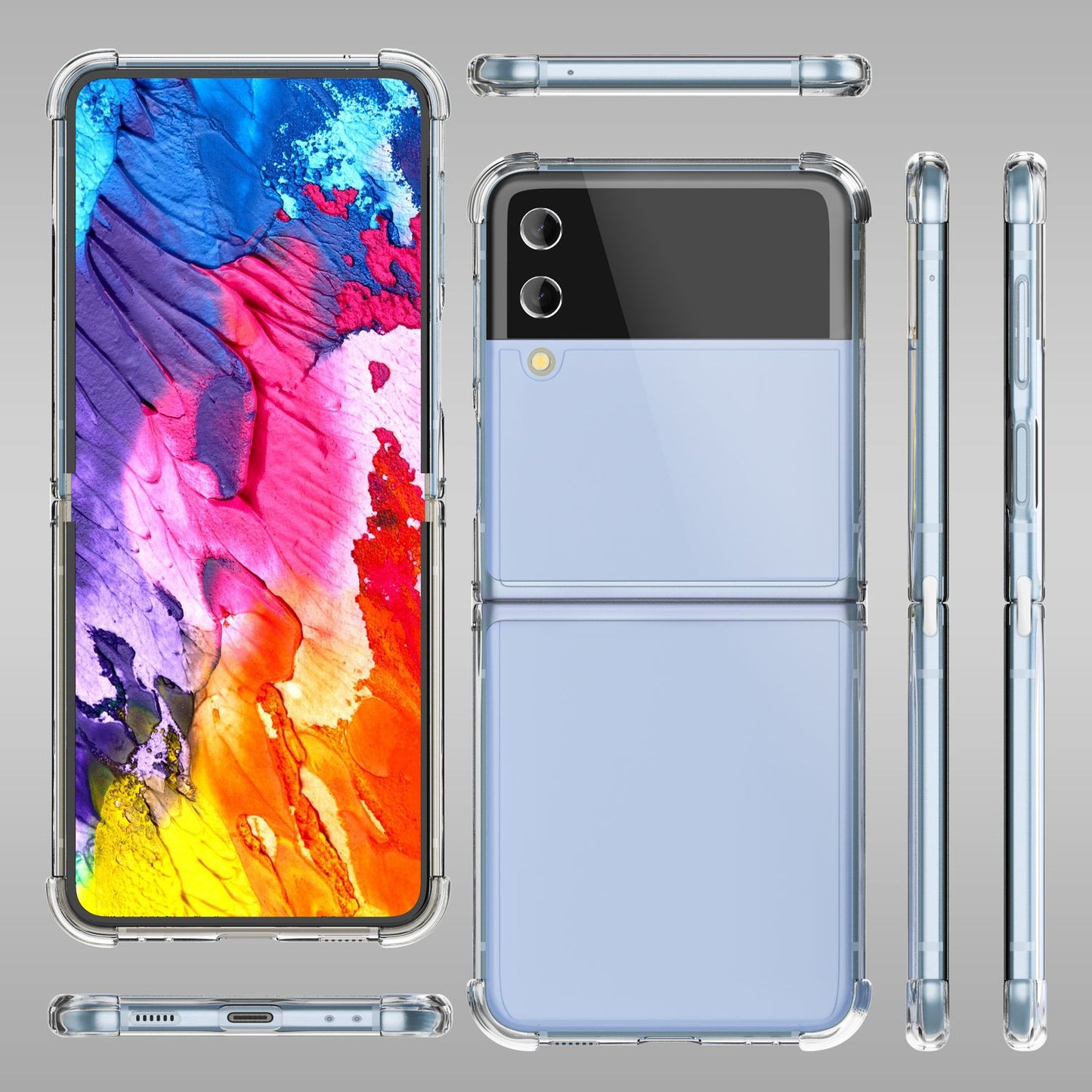NALIA Klare Einteilige Schutzhülle kompatibel mit Samsung Galaxy Z Flip4 Hülle, Transparent Anti-Gelb Robust Aufprall-Schutz, Harte Rückseite & Verstärkter Silikon-Rahmen, Durchsichtige Handyhülle