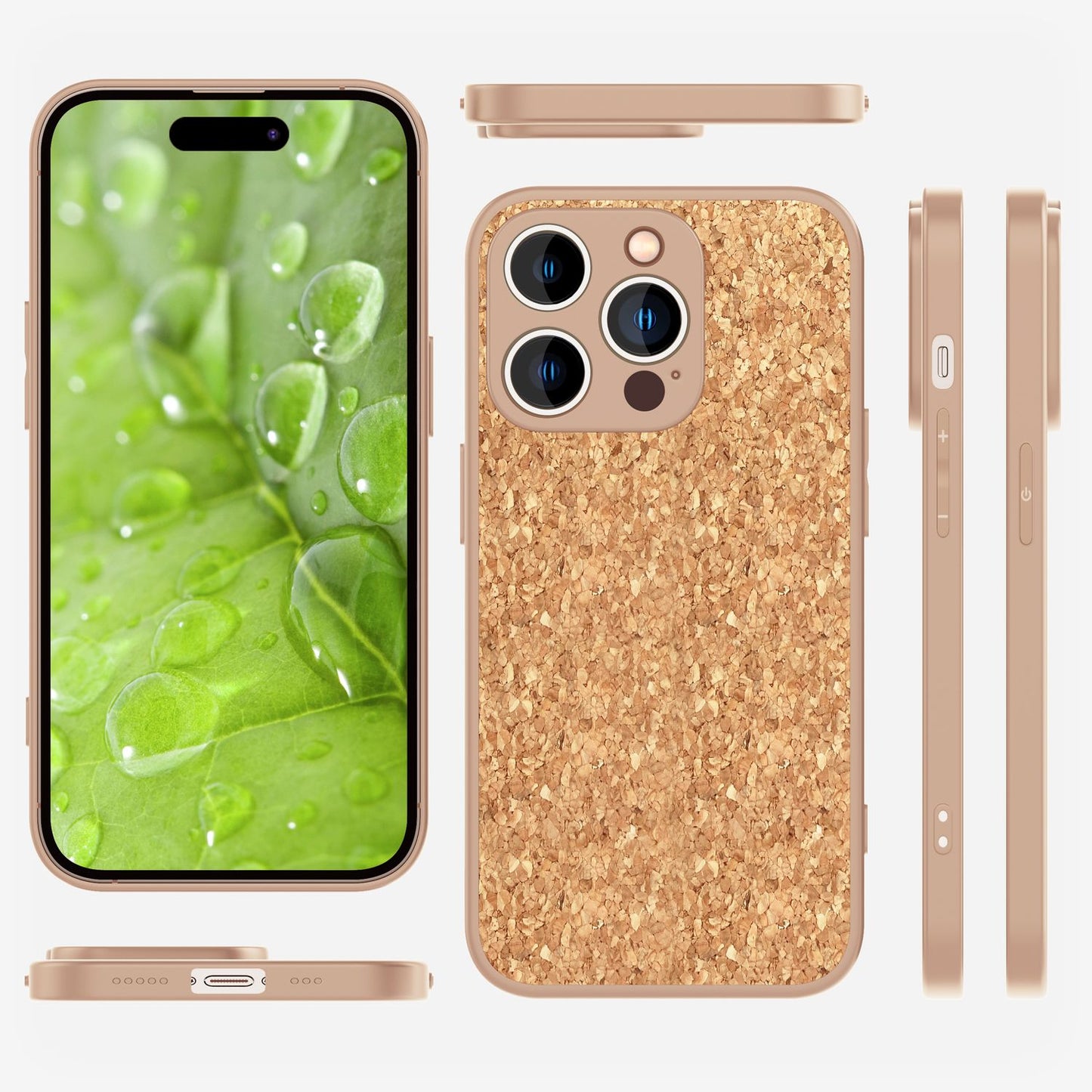 NALIA Schutzhülle mit Echt-Kork kompatibel mit iPhone 14 Pro Max Hülle, Natur-Kork Hellbraun Anti-Gelb Rutschfest Anti-Fingerabdruck, Harte Rückseite & Mattierter Silikon-Rand, Stoßfeste Handyhülle