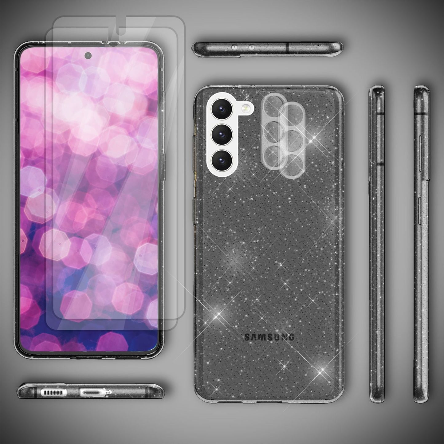 NALIA Glitzerhülle für Samsung Galaxy S23 Plus – Funkelndes Silikon Case – DAZZLIN (Transparent & Stoßfest) – Marke aus Berlin