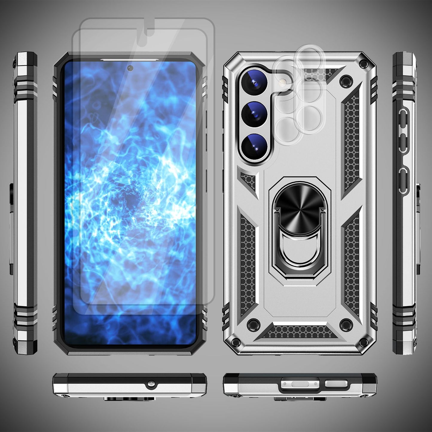 NALIA Panzerhülle für Samsung Galaxy S23 – Ring-Ständer 360° & Magnet-Halterung Kompatibel – RINGDEFEND (Stoßfestes Outdoor Case) – Marke aus Berlin
