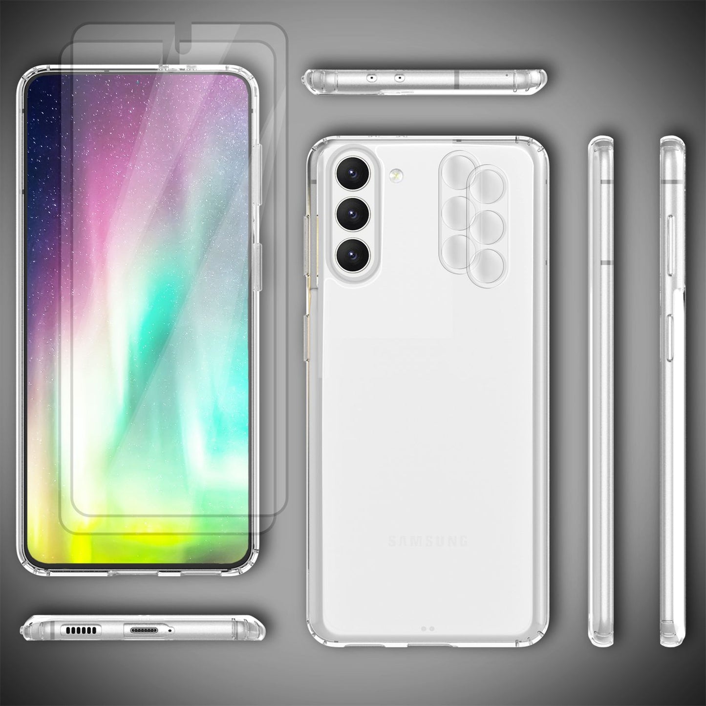 NALIA Transparente Hülle für Samsung Galaxy S23 Plus – Anti-Gelb & Stoßfest – BLYSS (Rückseite in Glas-Optik) – Marke aus Berlin