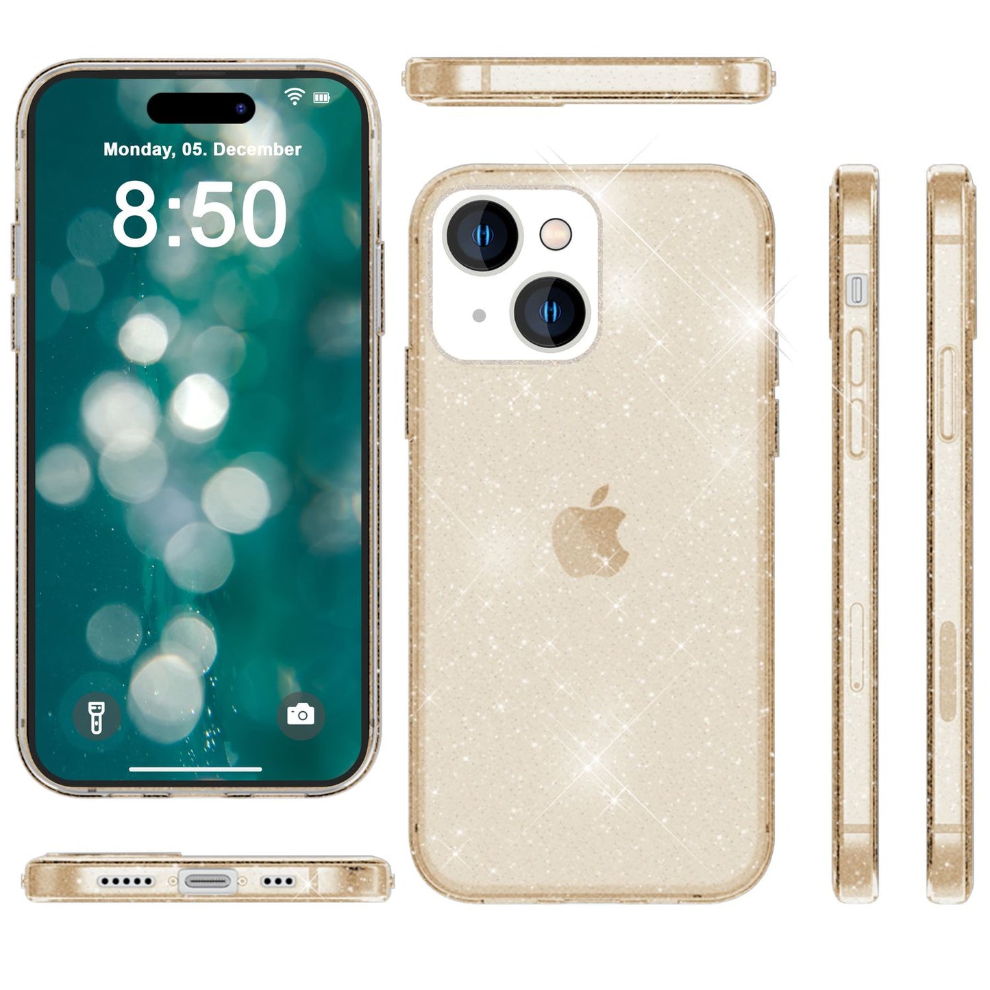 NALIA Glitzerhülle für iPhone 15 Plus – Funkelndes Silikon Case – DAZZLIN (Transparent & Stoßfest) – Marke aus Berlin