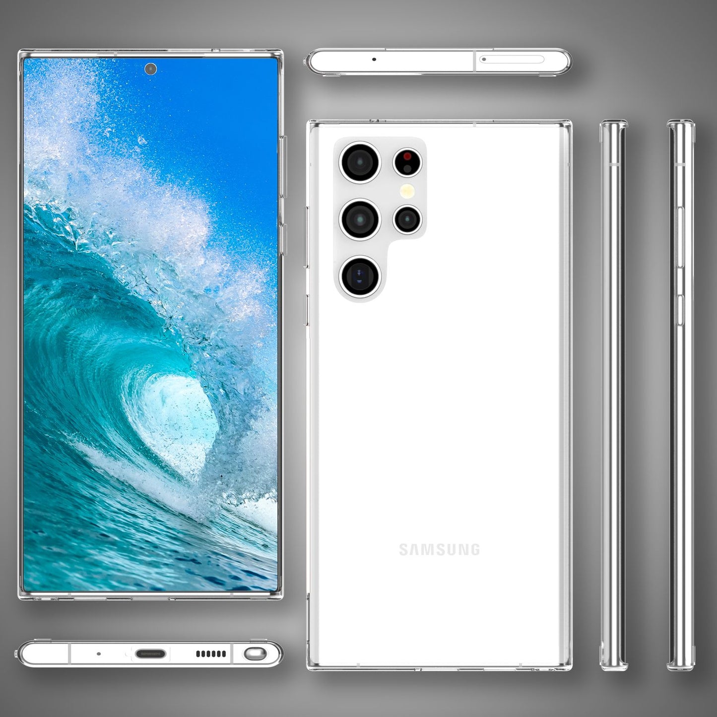 NALIA Transparente Hülle für Samsung Galaxy S24 Ultra – Harte Rückseite & Silikon Rand – IGNITE (Stoßfeste Handyhülle & Verstärkte Ecken) – Marke aus Berlin