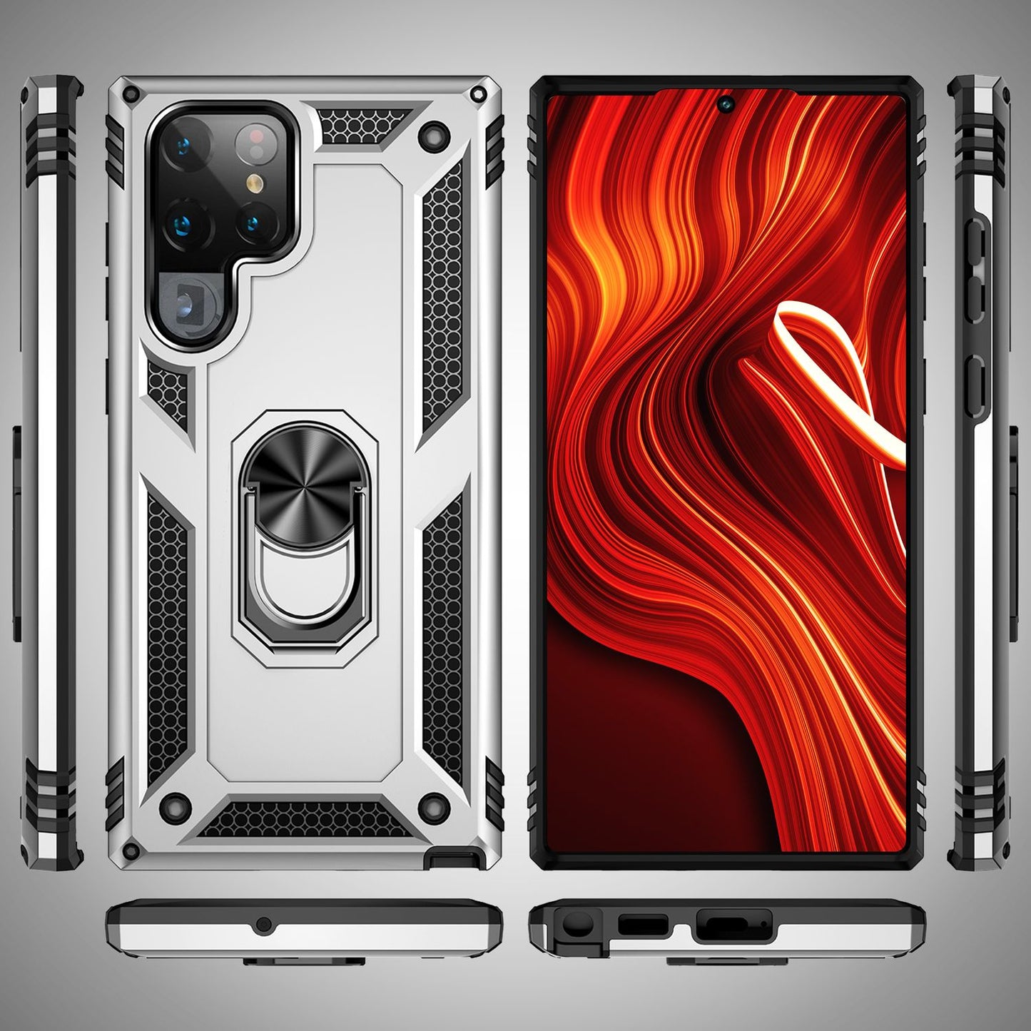 NALIA Panzerhülle für Samsung Galaxy S24 Ultra – Ring-Ständer 360° & Magnet-Halterung Kompatibel – RINGDEFEND (Stoßfestes Outdoor Case) – Marke aus Berlin