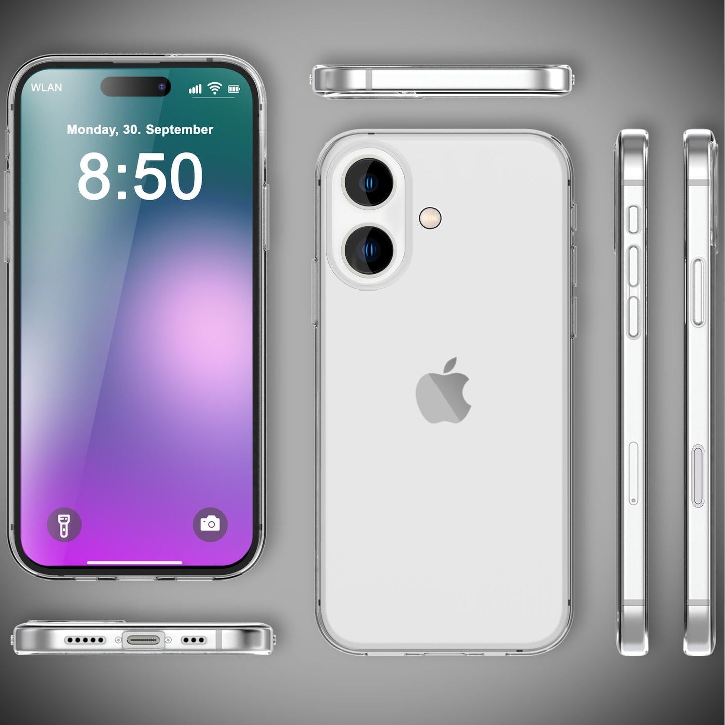 NALIA Transparente Silikonhülle für iPhone 16 Plus – Anti-Gelb & Rutschfest – GLAZE (Handyhülle Kristallklar, Schlank & Stoßfest) – Marke aus Berlin