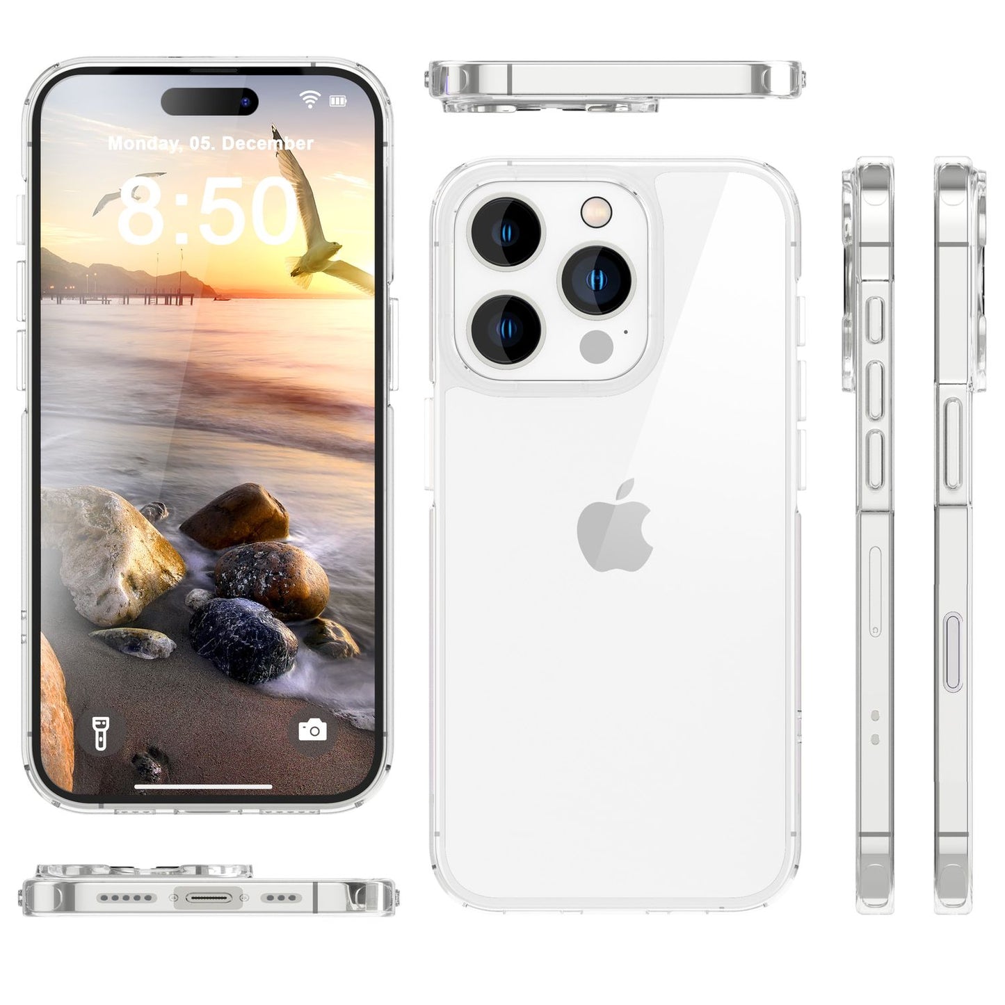 NALIA Transparente Hülle für iPhone 16 Pro Max – Anti-Gelb & Stoßfest – BLYSS (Rückseite in Glas-Optik) – Marke aus Berlin