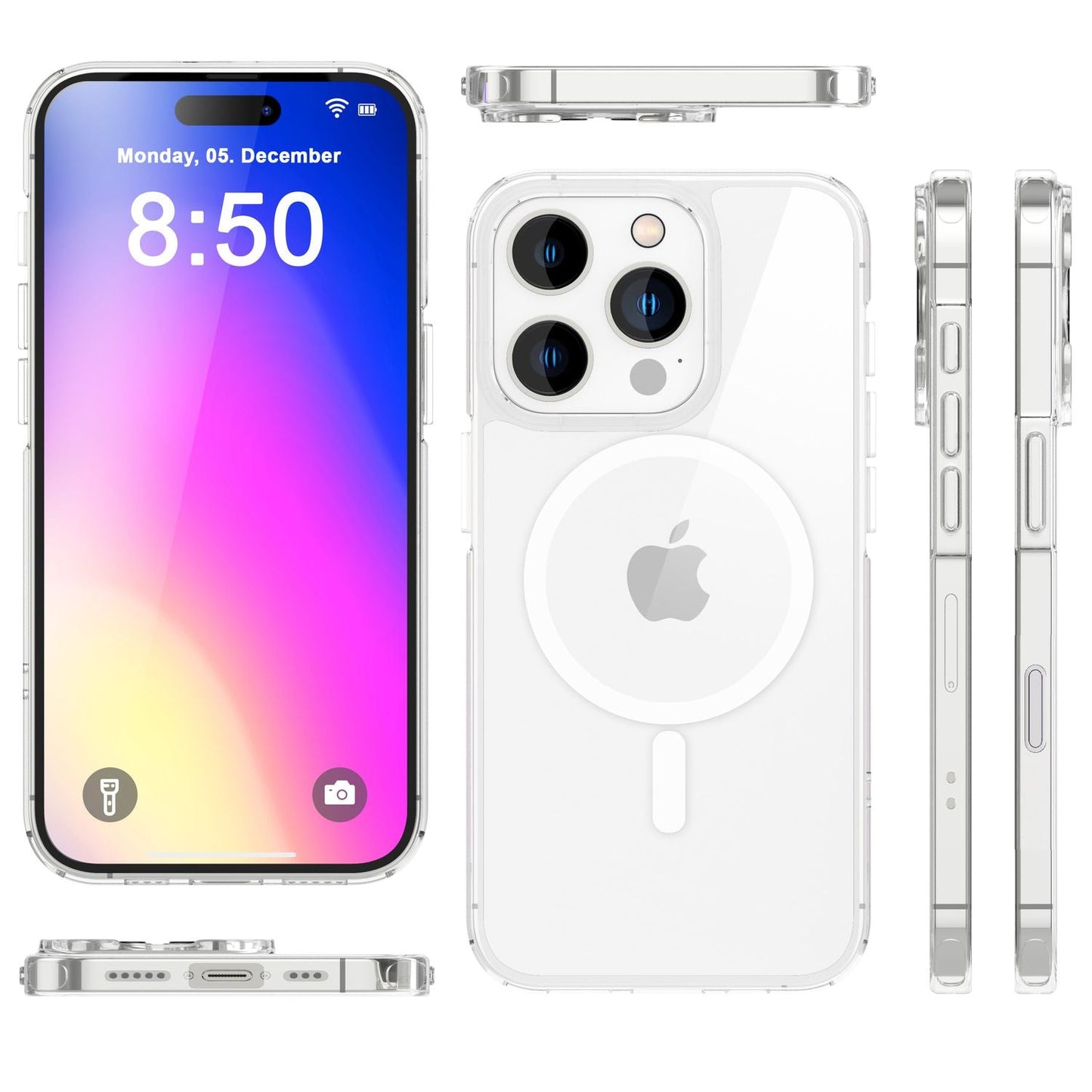NALIA Transparentes Magnet Case für iPhone 16 Pro Max – MagPower System (MagSafe kompatibel) – LUMEX (Edle Glas-Optik, aber unzerbrechlich) – Marke aus Berlin