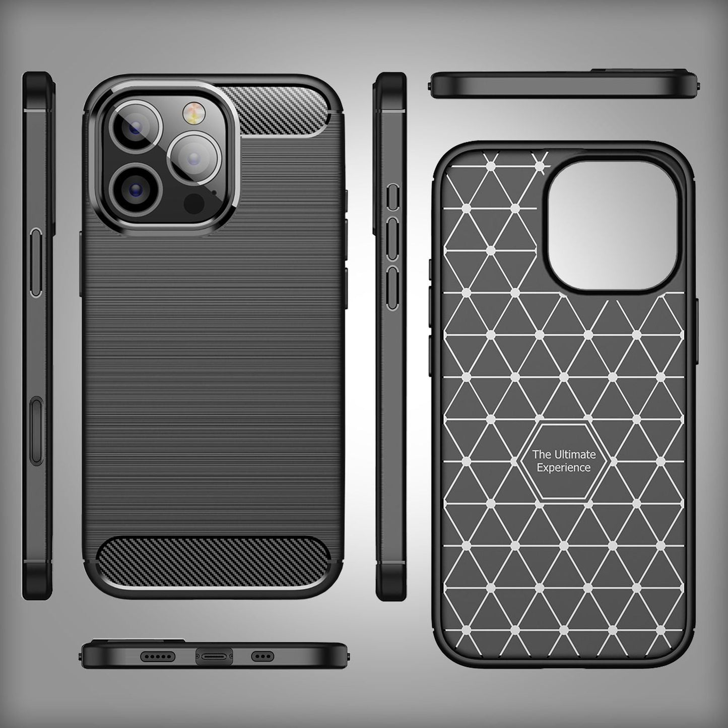 NALIA Silikonhülle für iPhone 16 Pro Max – Rutschfest & Matt – VORTEX (Gebürstete Optik & Carbon Design) – Marke aus Berlin