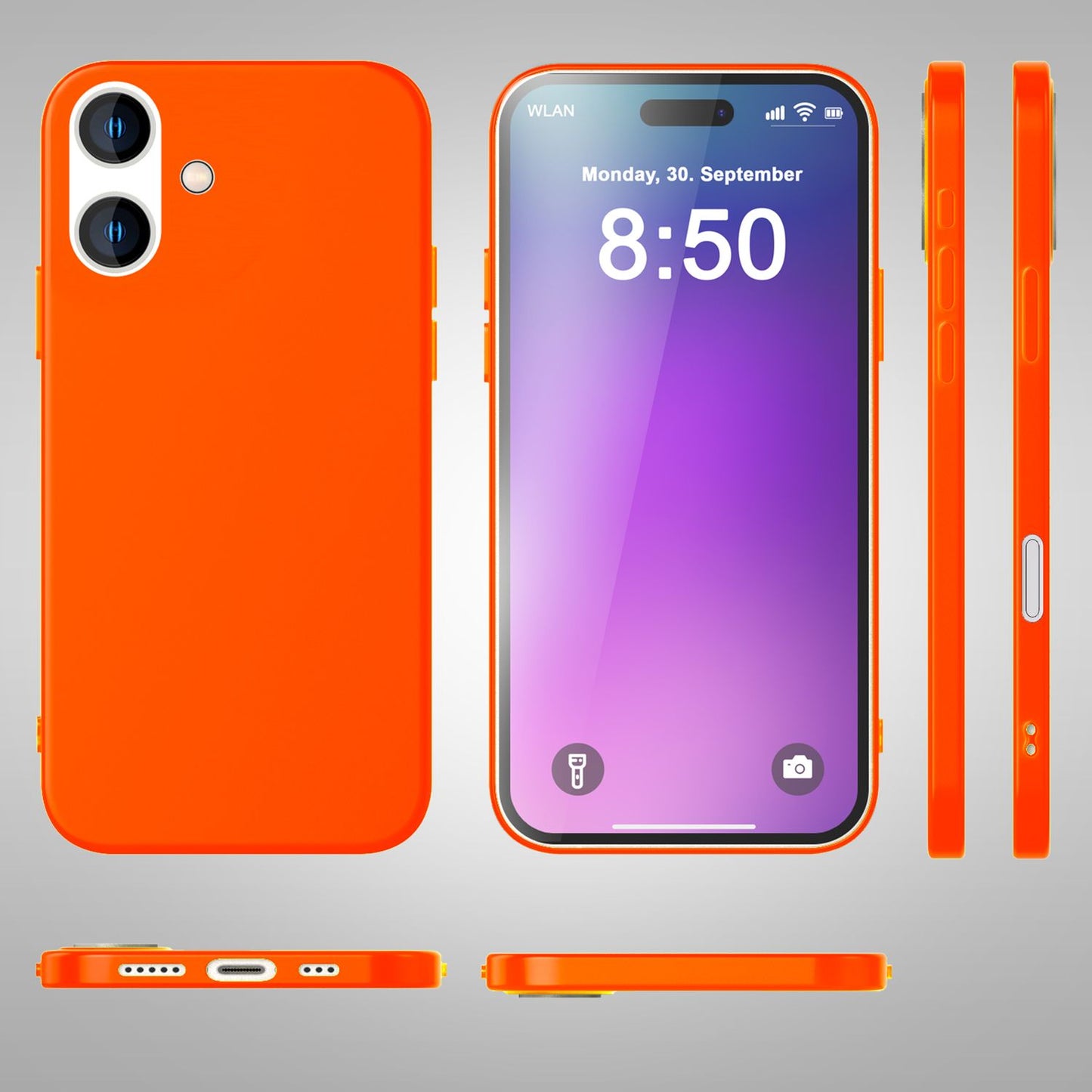 NALIA Neon Silikonhülle für iPhone 16 – Soft-Touch & Signal-Neon – NEONSHOCK (Matte Schutzhülle) – Marke aus Berlin