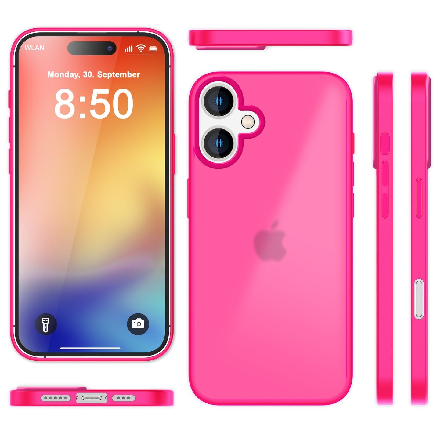 NALIA Matte Handyhülle für iPhone 16 – Stoßfester Silikon-Rahmen & Semi-Transparent – FUZION (Anti-Fingerprint Case) – Marke aus Berlin