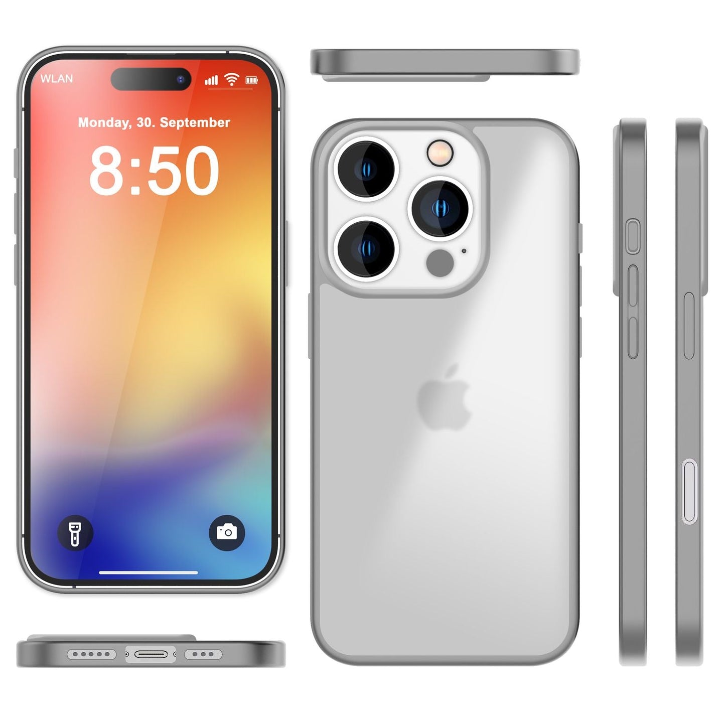 NALIA Matte Handyhülle für iPhone 16 Pro Max – Stoßfester Silikon-Rahmen & Semi-Transparent – FUZION (Anti-Fingerprint Case) – Marke aus Berlin