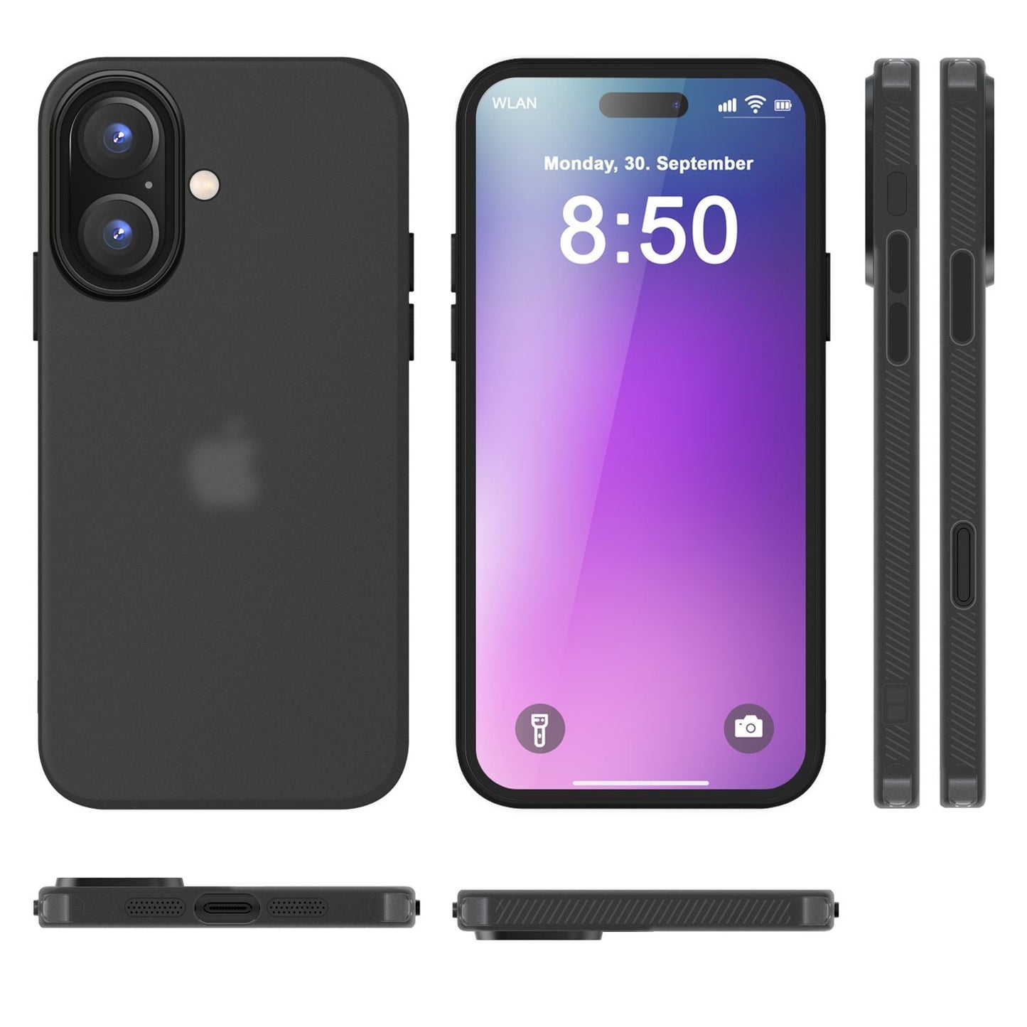 NALIA Silikonhülle für iPhone 16 – Matt & Griffig Soft-Touch – ASTRON (Flexibles TPU Case & Stoßfest) – Marke aus Berlin